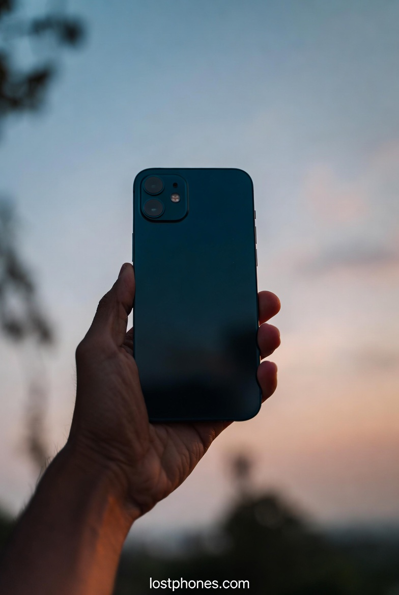 Lost iPhone with dead battery against a calm evening sky – recovery guide